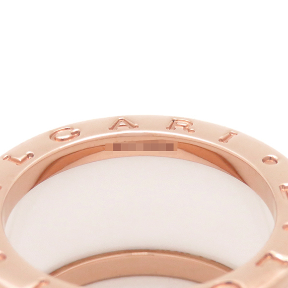 Bvlgari K18 B-Zero 14 Band Ring Ceramic Gold Pink White - Picture 5 of 8
